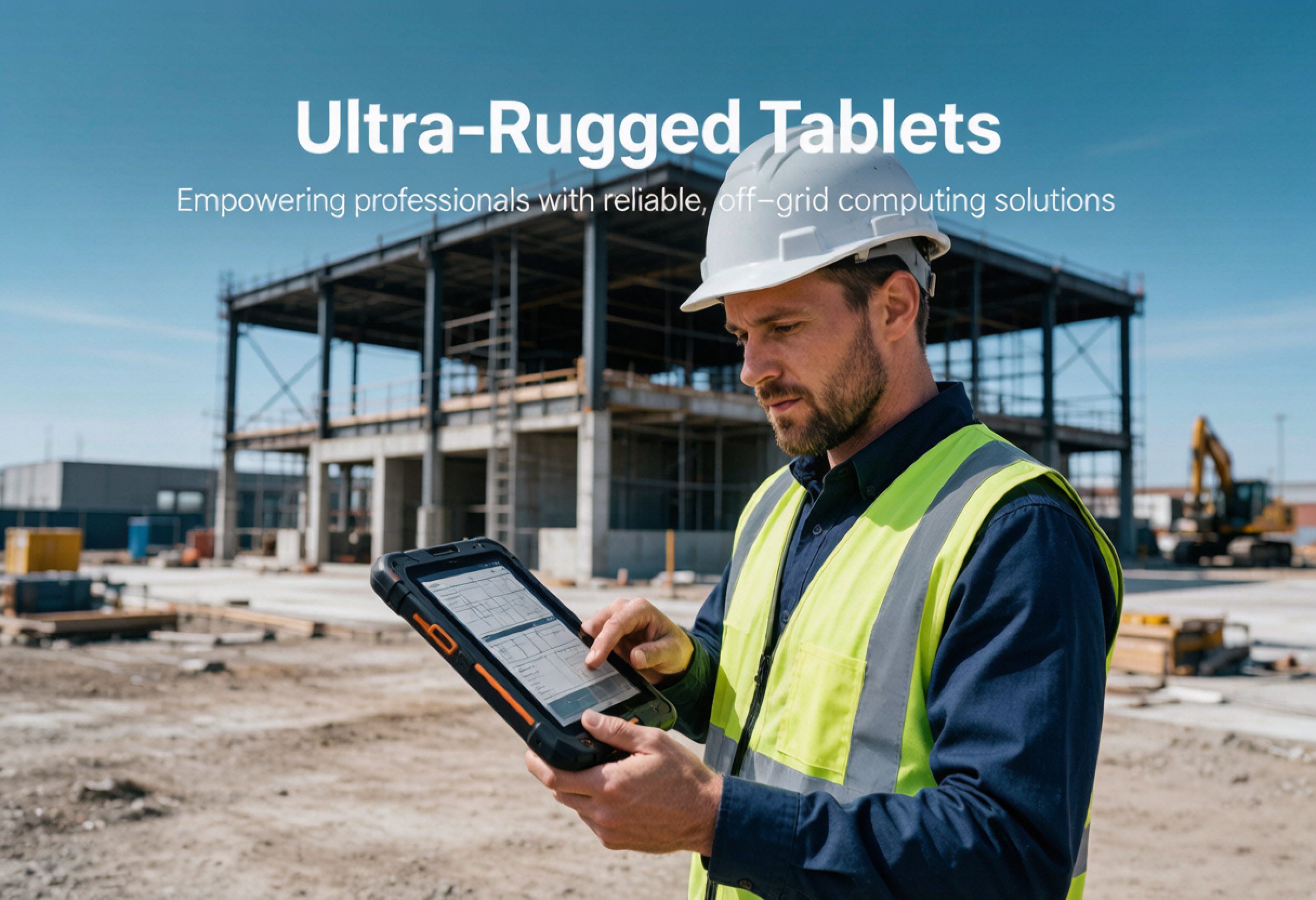 Field technician using a rugged tablet to review inspection details