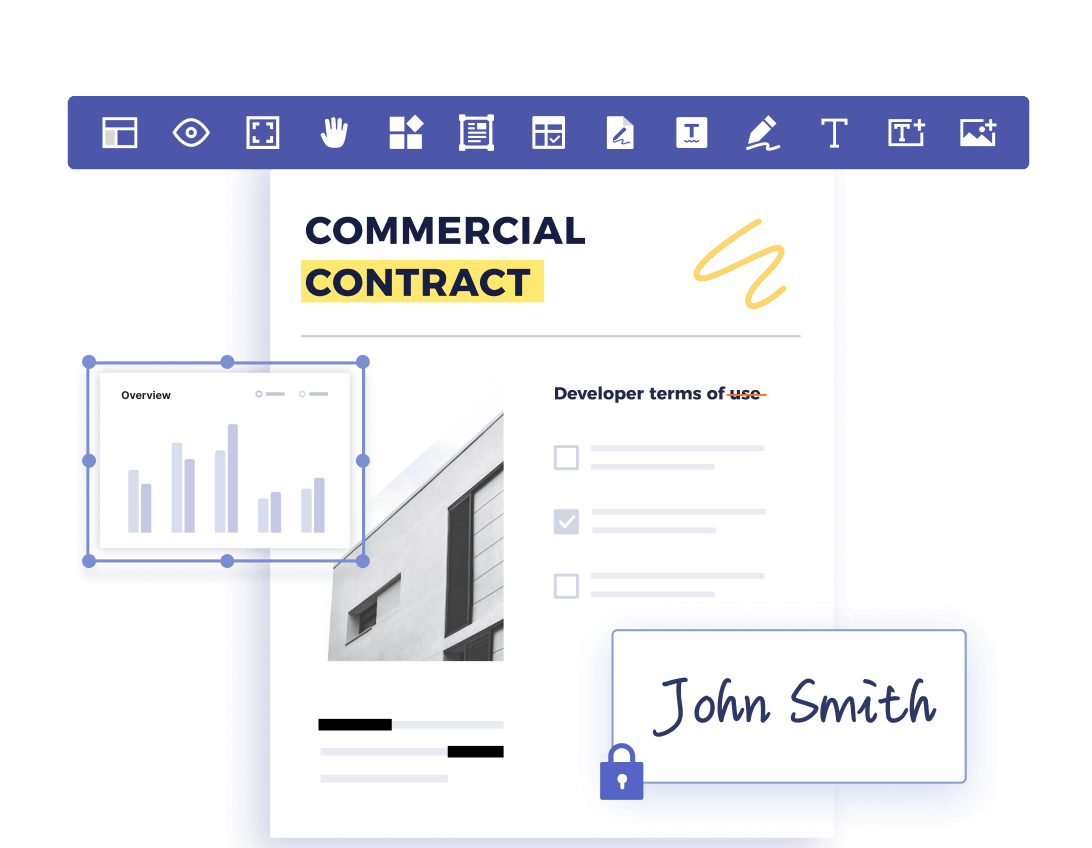 ComPDF SDK document viewing, editing, forms, and signing capabilities