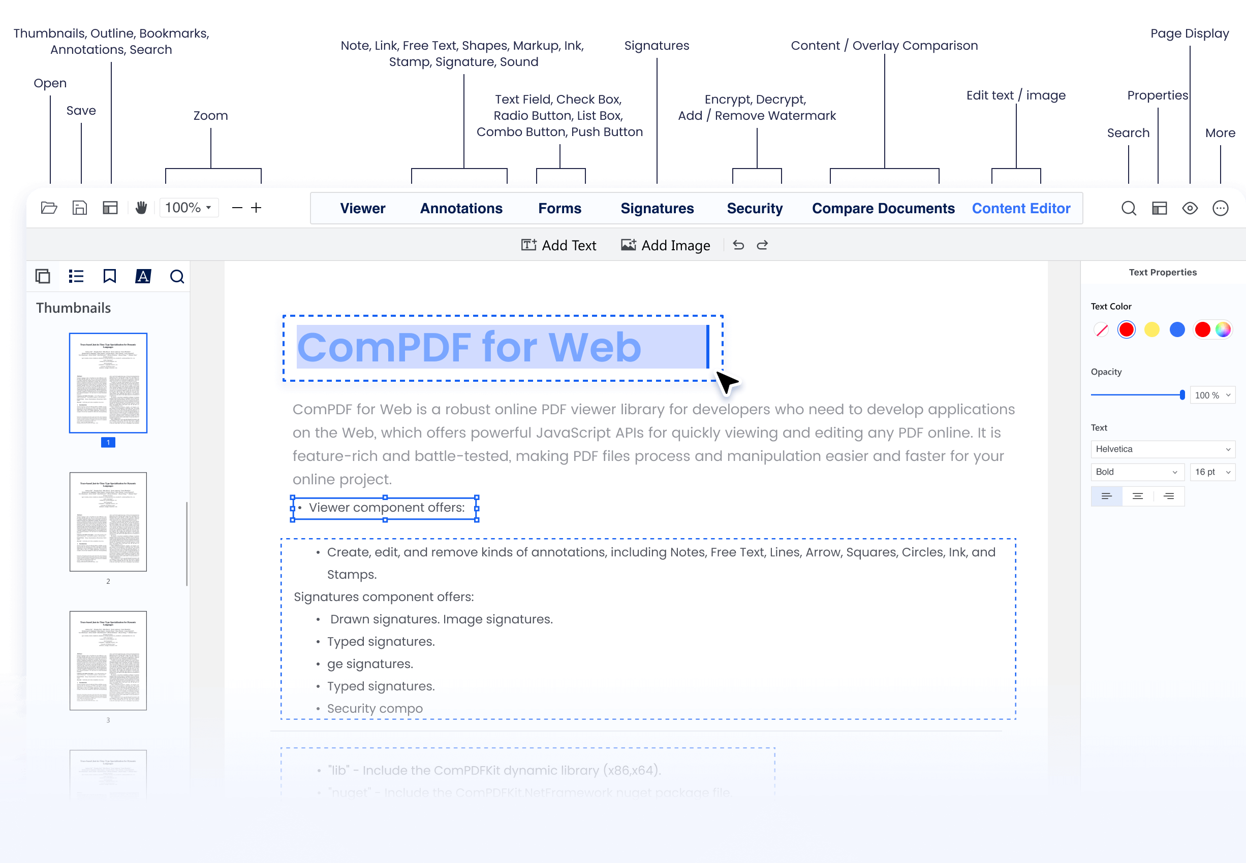 Customize UI of Web Apps with ComPDF